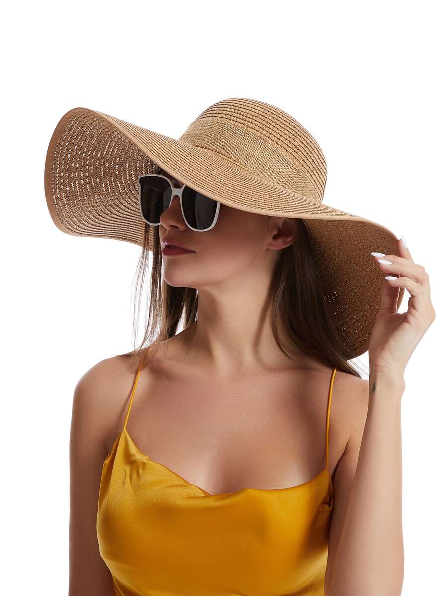 Hat Floppy Wide - Womens Wide Brim Floppy Straw Sun