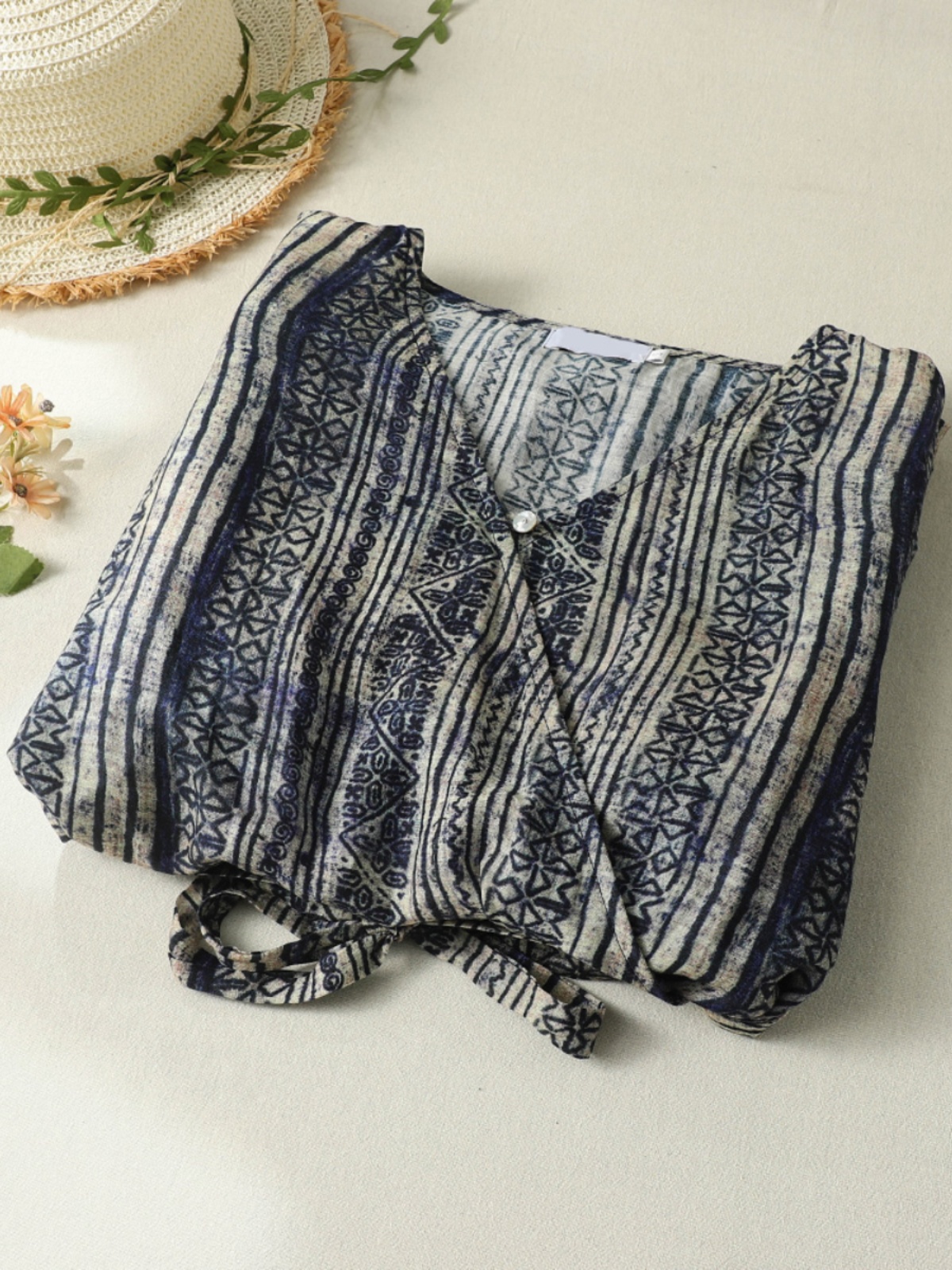 V-Neck Short Sleeve Midi Dress - Linen Dress Wrap ulasan dan harga