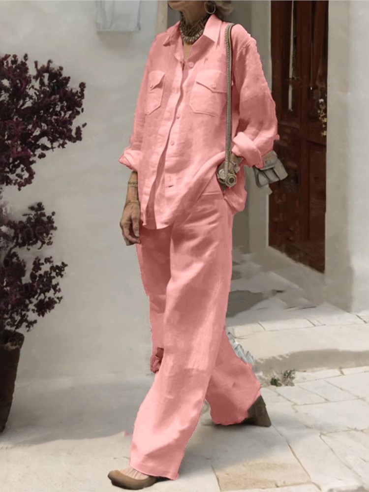 Fashion Solid Cotton Linen Shi - Linen Pant Wide ulasan dan harga
