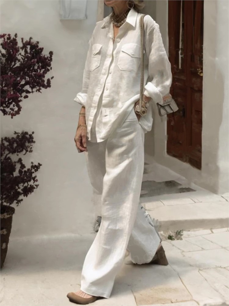 Fashion Solid Cotton Linen Shi - Linen Pant Wide ulasan dan harga