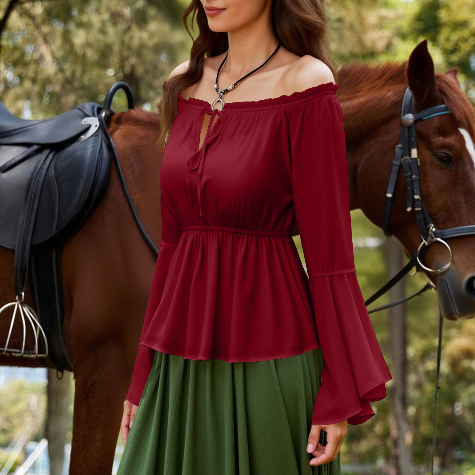 Womens Blouse Gothic Renaissan - Blouse Off Shoulder ulasan dan harga