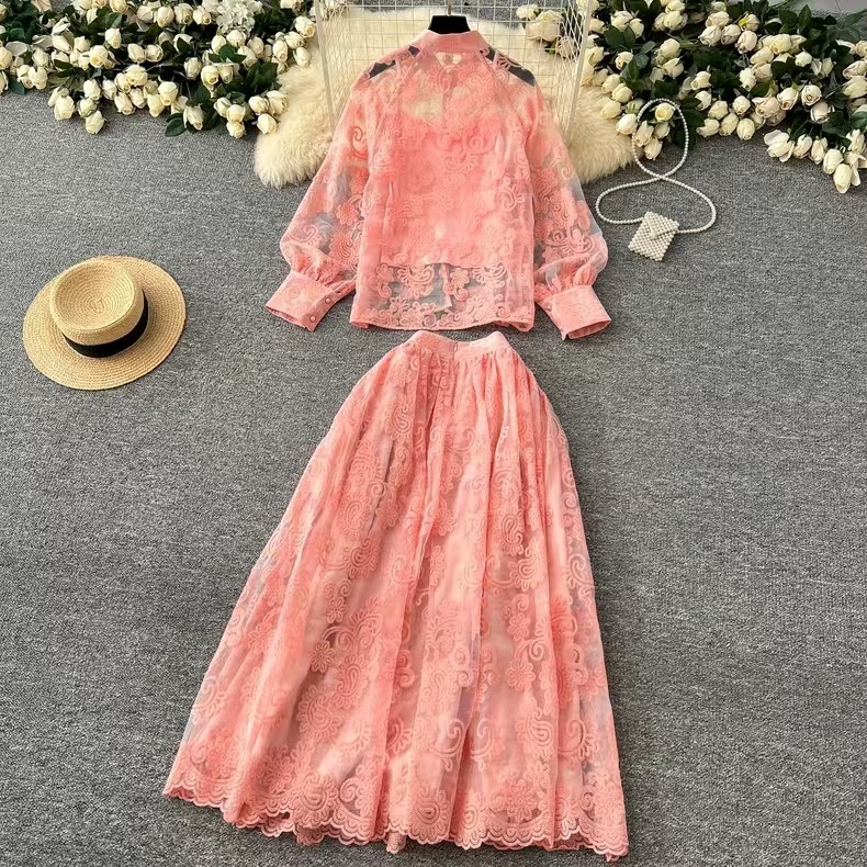Elegant 2 Piece Long Dress Wom - Midi Skirt Floral ulasan dan harga