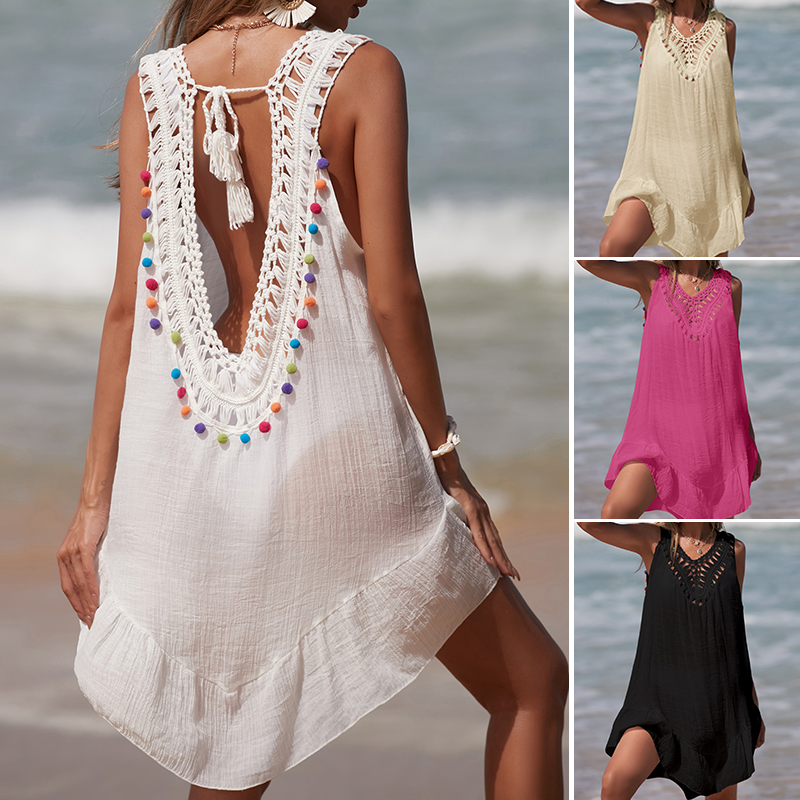 Women V-Neck Backless Hollow O - Cover Up Kaftan ulasan dan harga