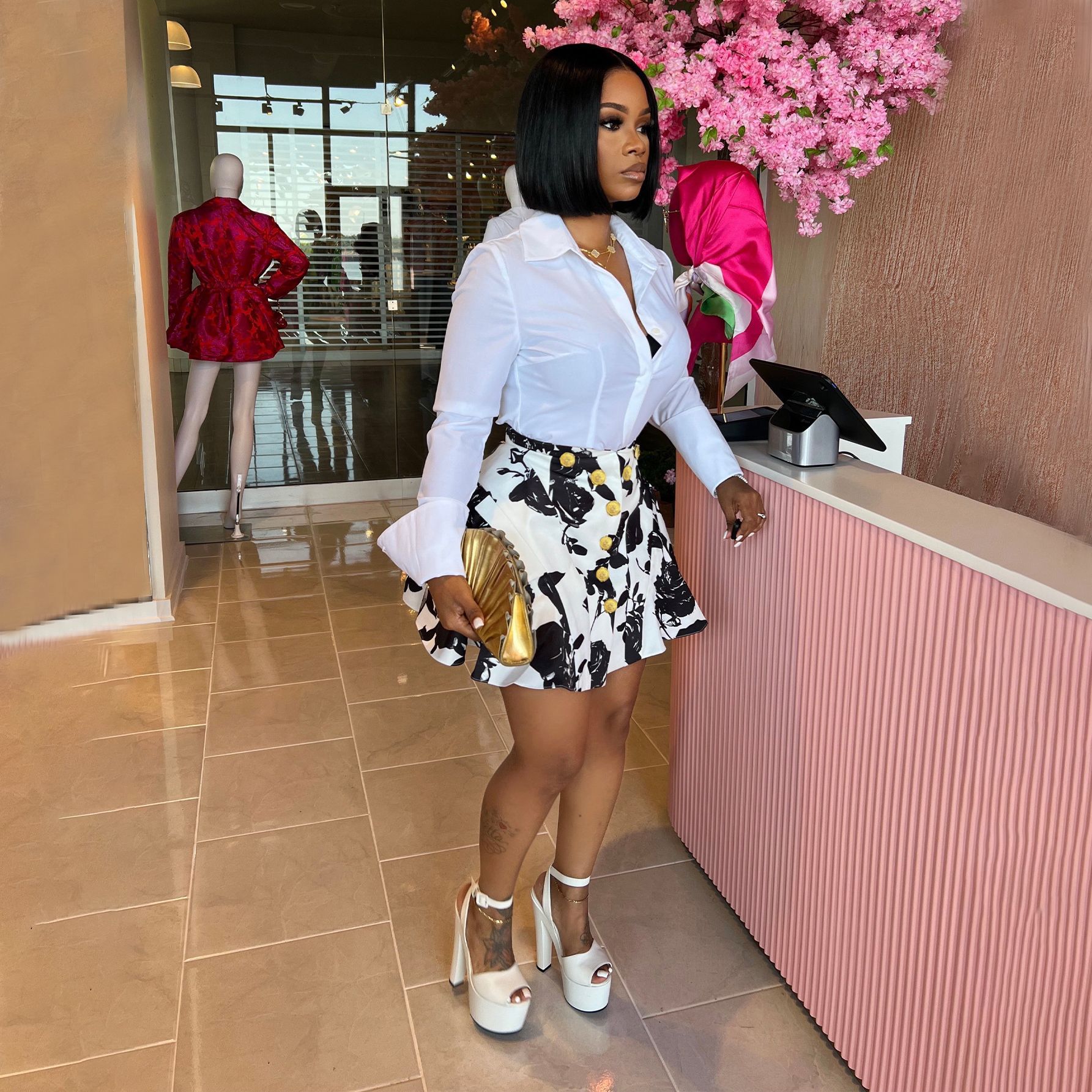 Two Piece Sets Women Skirt Set - Romper Floral Print ulasan dan harga