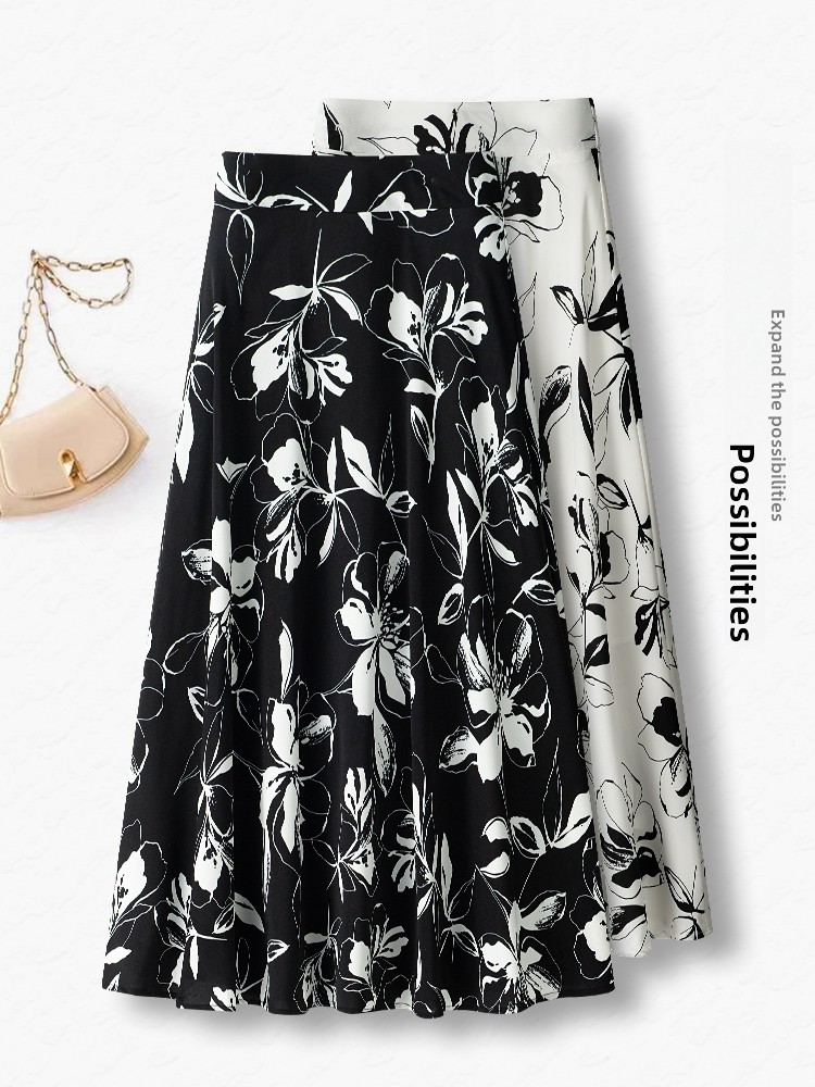 Summer Thin High Waist A-Line  - Midi Skirt Floral ulasan dan harga