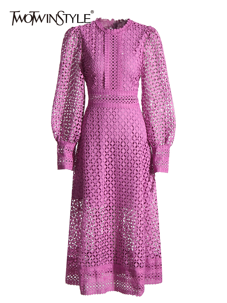 TWOTWINSTYLE Embroidery Cut Ou - Linen Dress Wrap ulasan dan harga