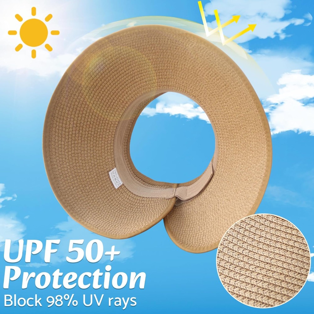 Women Wide Brim Straw Beach Ha - Hat Floppy Wide ulasan dan harga