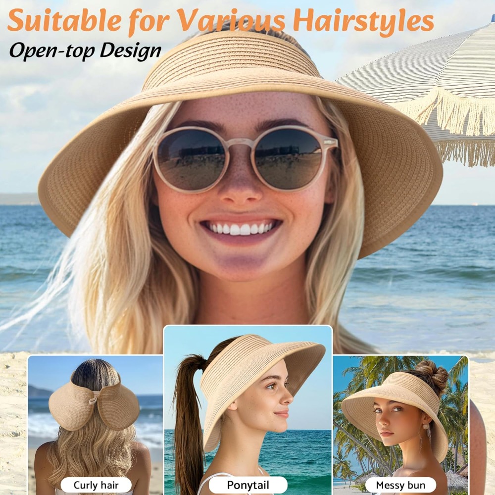 Women Wide Brim Straw Beach Ha - Hat Floppy Wide ulasan dan harga