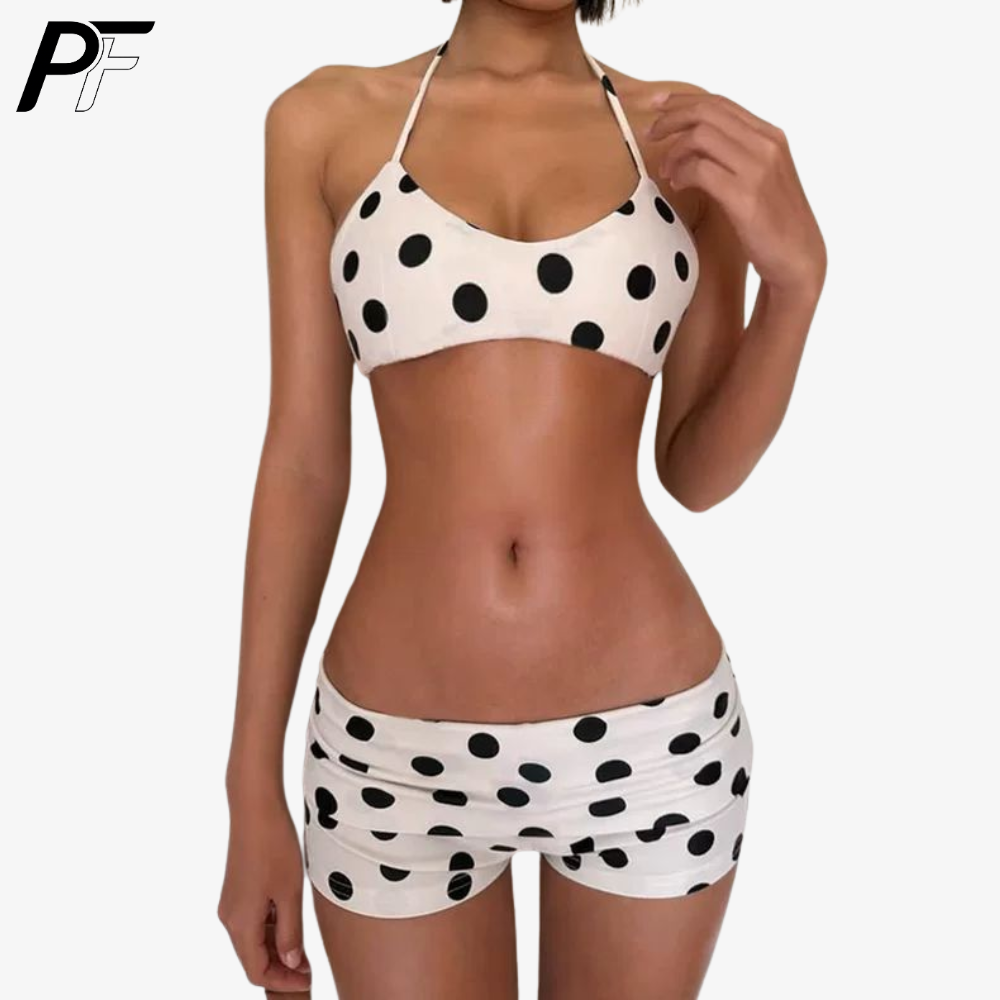 Women's Summer Polka Dot Halte - Swimsuit Bikini Ruched ulasan dan harga