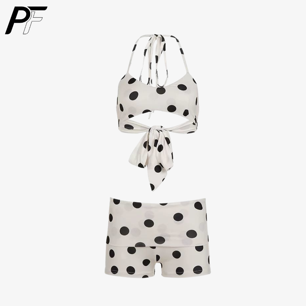 Women's Summer Polka Dot Halte - Swimsuit Bikini Ruched ulasan dan harga