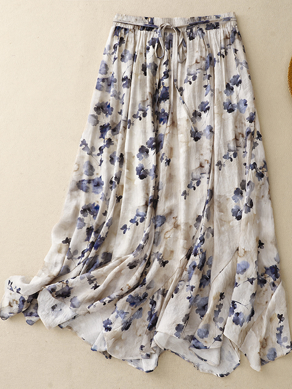 Floral A-Line Skirt Women's El - Midi Skirt Floral ulasan dan harga