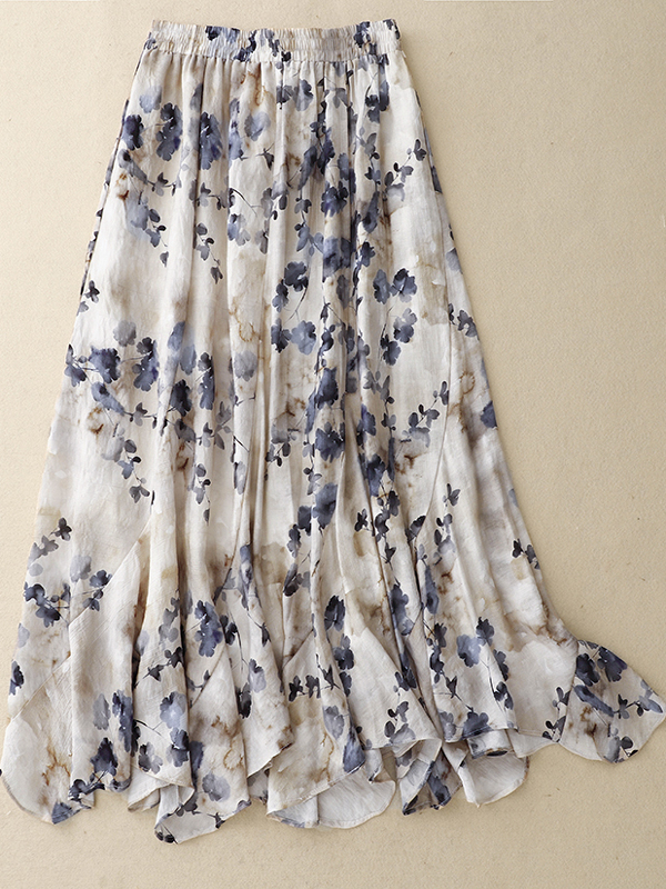 Floral A-Line Skirt Women's El - Midi Skirt Floral ulasan dan harga