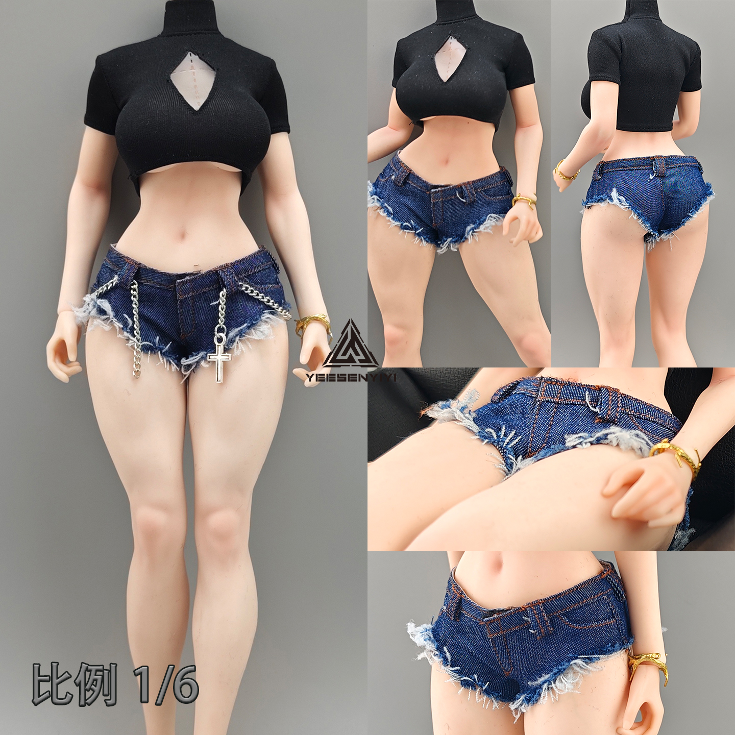 1/6 Scale Distressed Denim Min - Shorts Denim Frayed ulasan dan harga