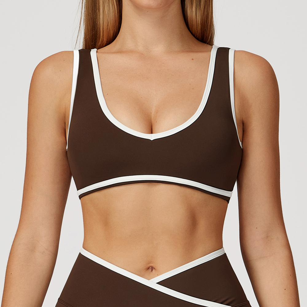V-Neck Sports Bra Women Top Pu - Crop Top Crochet ulasan dan harga