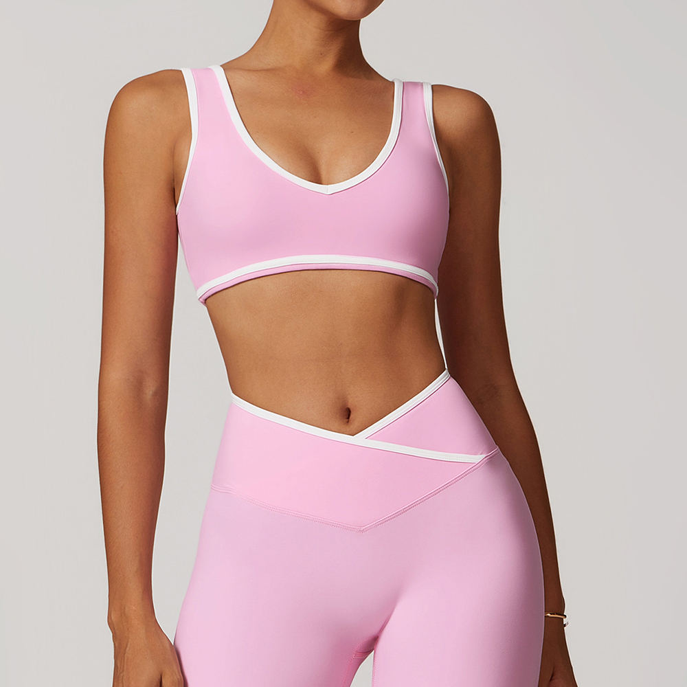 V-Neck Sports Bra Women Top Pu - Crop Top Crochet ulasan dan harga