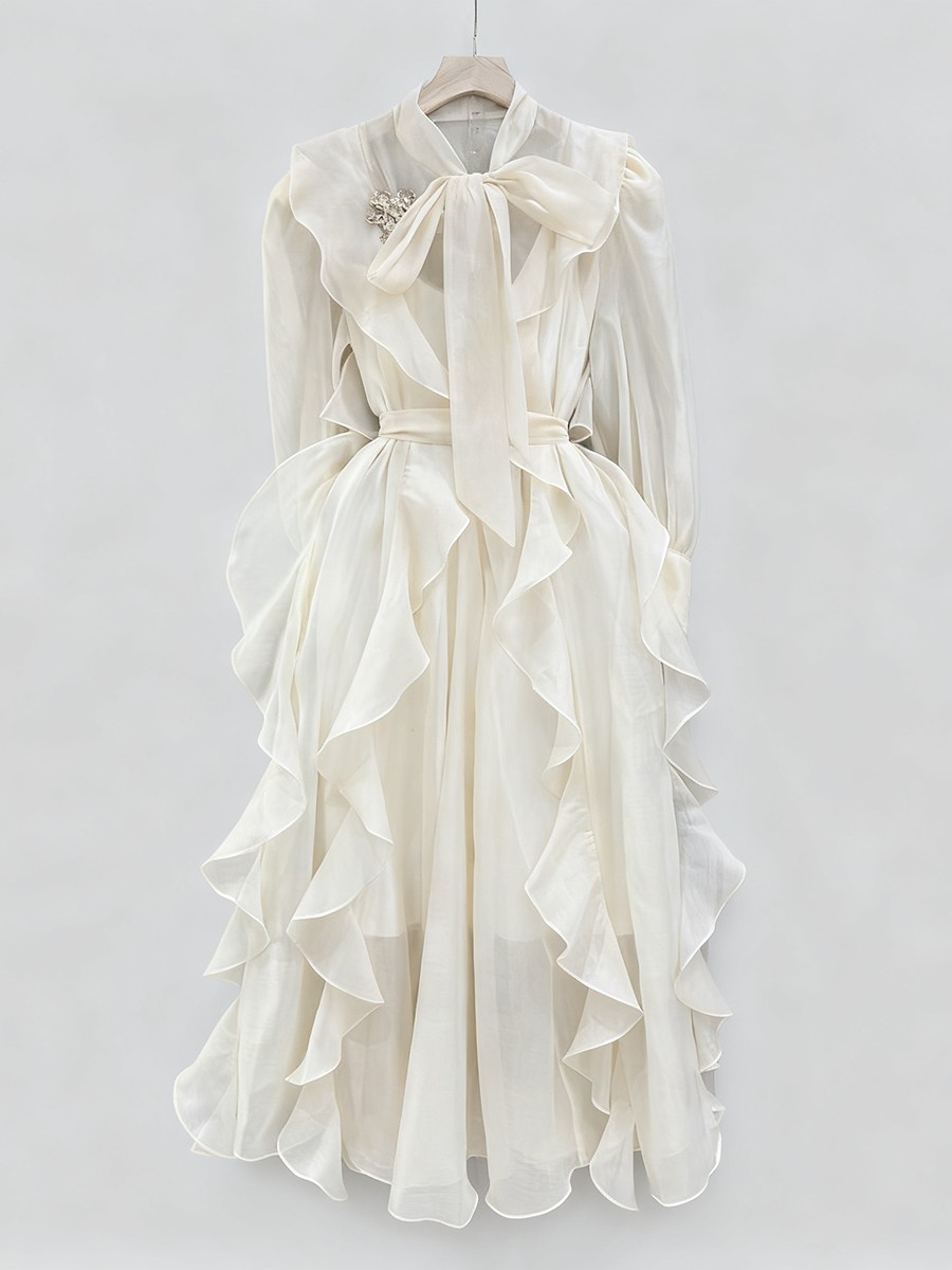 TWOTWINSTYLE Solid Spliced Ruf - Linen Dress Wrap ulasan dan harga