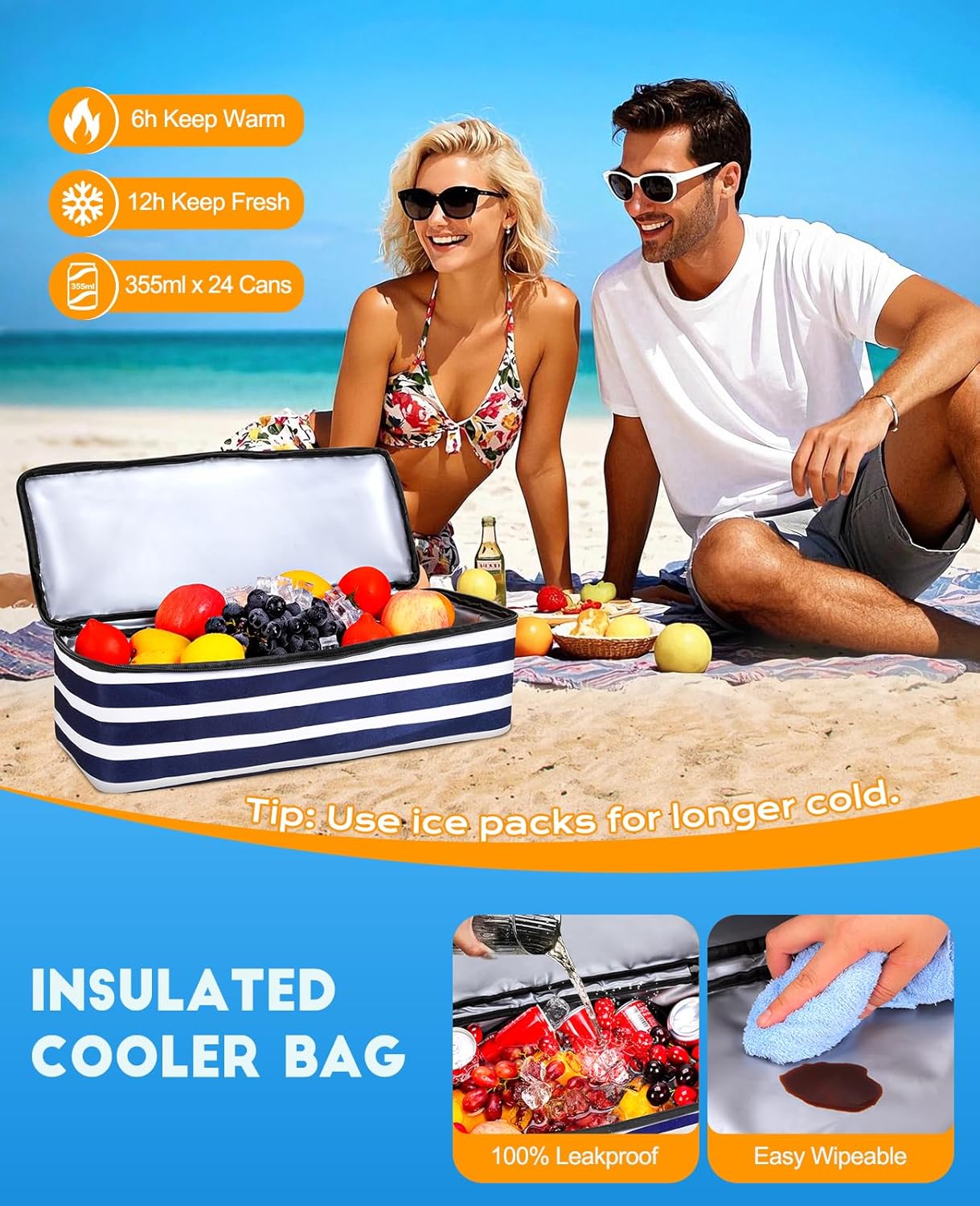 Beach Bag with Cooler, 49L Wat - Tote Bag Beach ulasan dan harga
