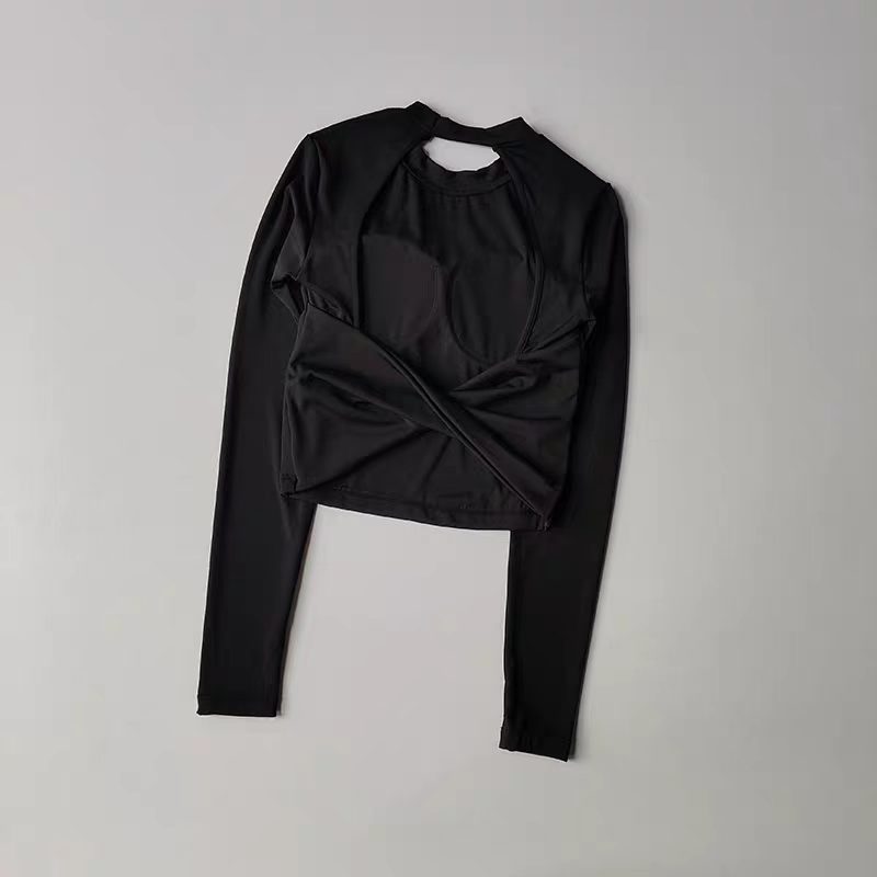 Women Long Sleeve Knotted Yoga - Crop Top Crochet ulasan dan harga