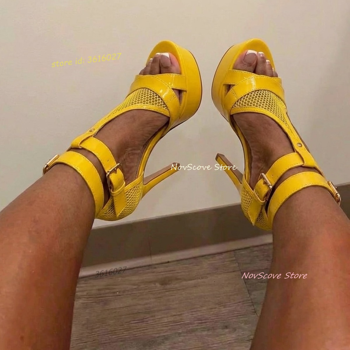 Yellow Open Toe Strappy Sandal - Sandal Strappy Heeled ulasan dan harga