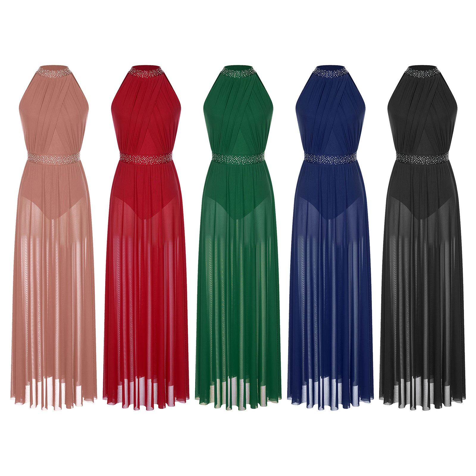 Womens Split Sheer Mesh Halter - Maxi Dress Halter ulasan dan harga