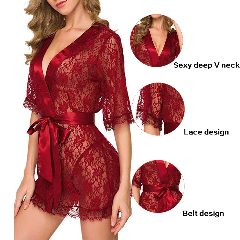 New Hot Sexy Women Floral Lace - Kimono Sheer Floral ulasan dan harga