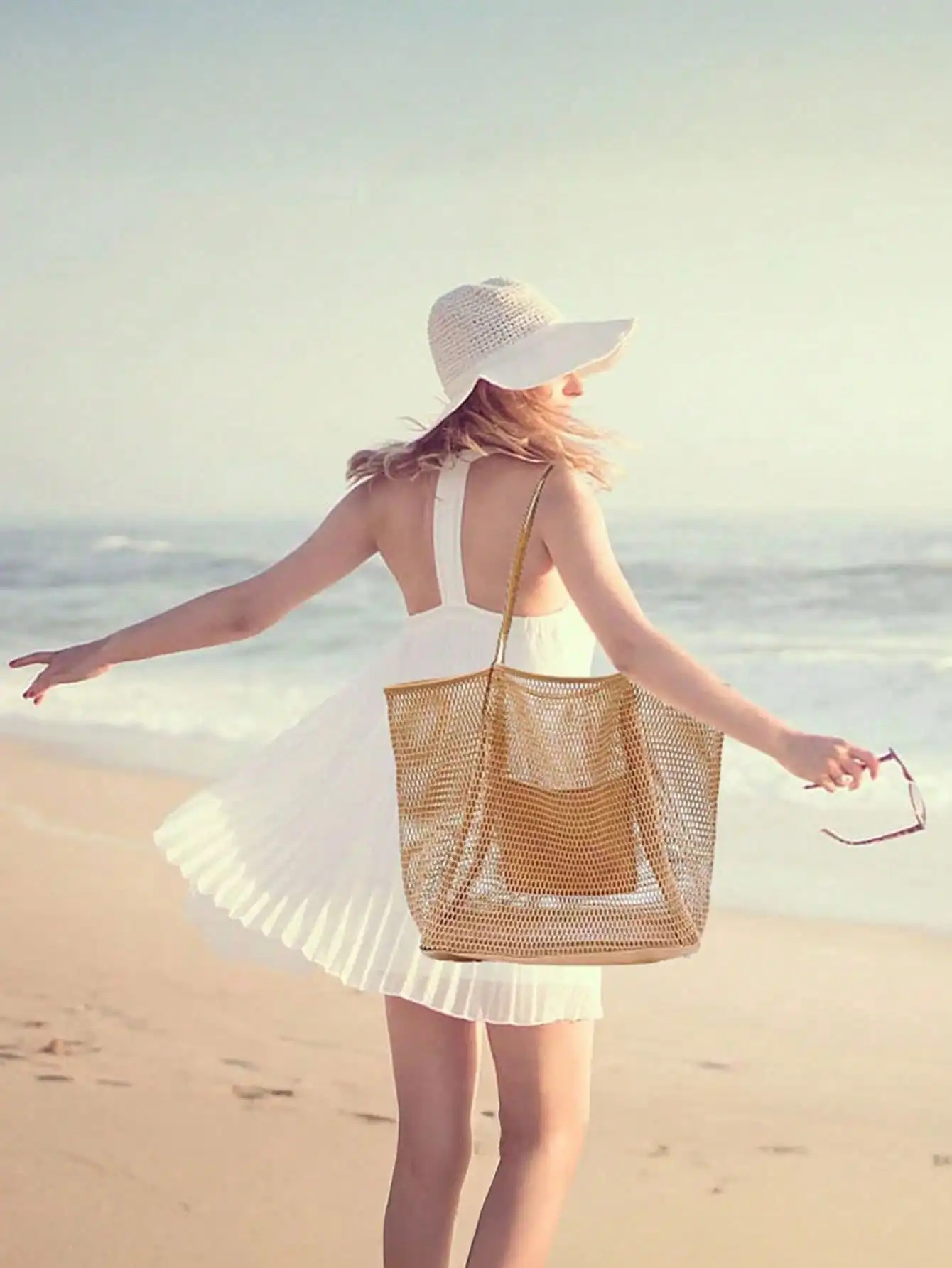 1pc Mesh Beach Tote Bag, Outdo - Tote Bag Beach ulasan dan harga
