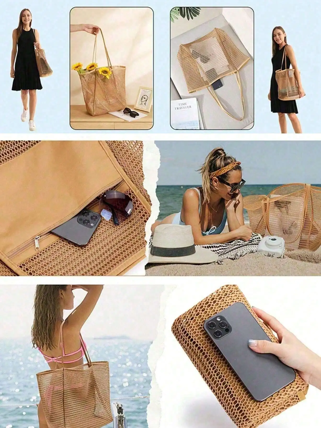 1pc Mesh Beach Tote Bag, Outdo - Tote Bag Beach ulasan dan harga