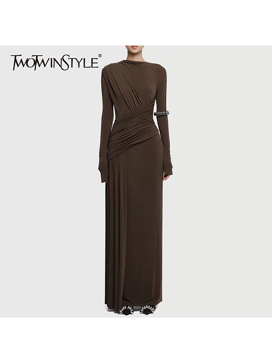 TWOTWINSTYLE Solid Slimming Dr - Linen Dress Wrap ulasan dan harga