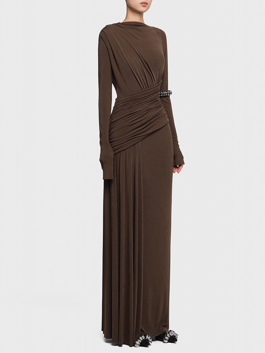 TWOTWINSTYLE Solid Slimming Dr - Linen Dress Wrap ulasan dan harga