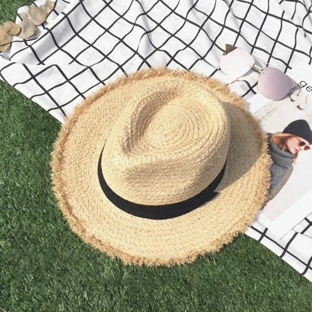 new Wide Brim Raffia Sun Hat f - Hat Floppy Wide ulasan dan harga