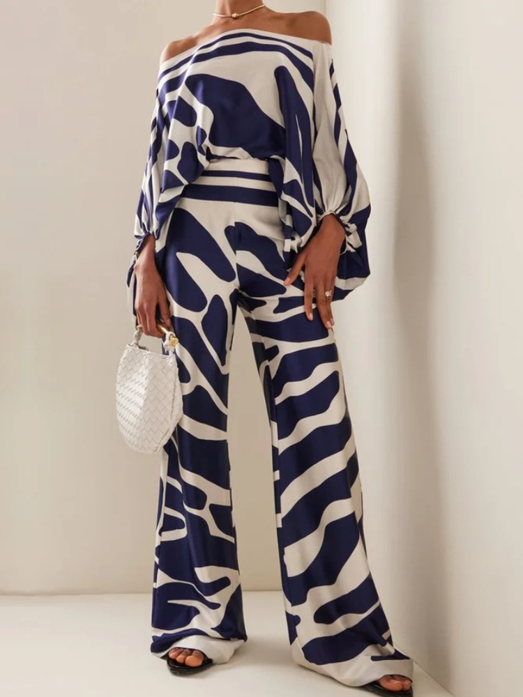 Women's Printed Satin 2-piece  - Blouse Off Shoulder ulasan dan harga