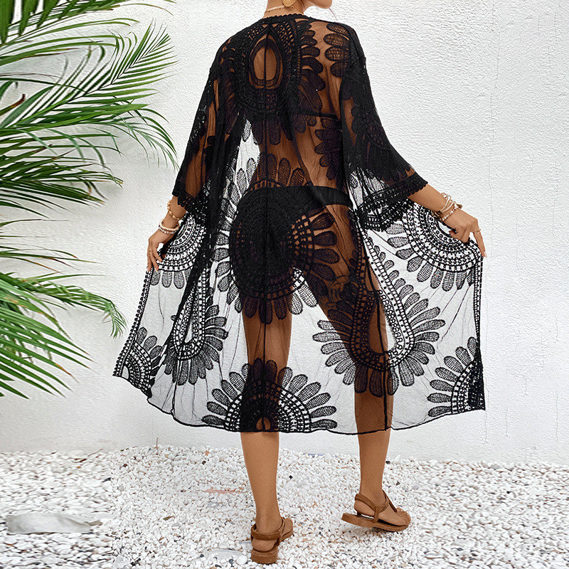 Lace Embroidered Lightweight K - Kimono Sheer Floral ulasan dan harga