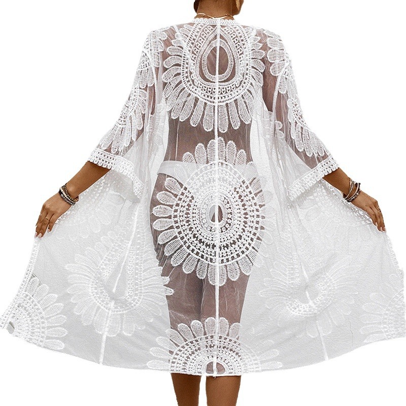 Lace Embroidered Lightweight K - Kimono Sheer Floral ulasan dan harga
