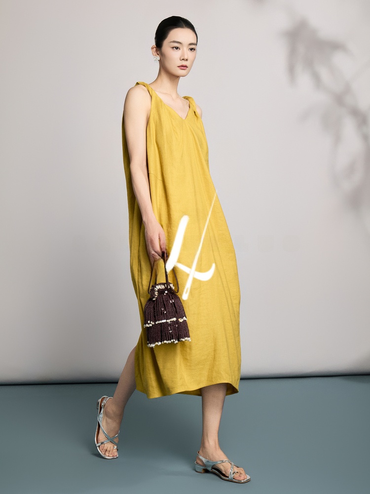 Natural Linen Summer New Style - Linen Dress Wrap ulasan dan harga