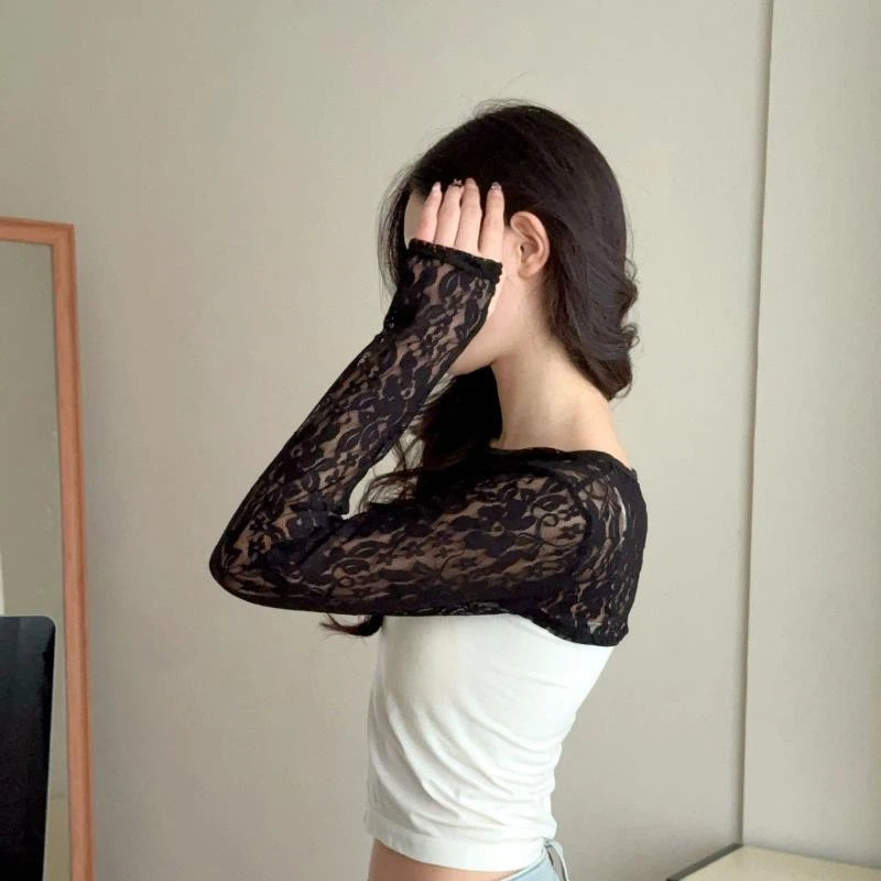 Sexy Hollow Out See Through La - Crop Top Crochet ulasan dan harga