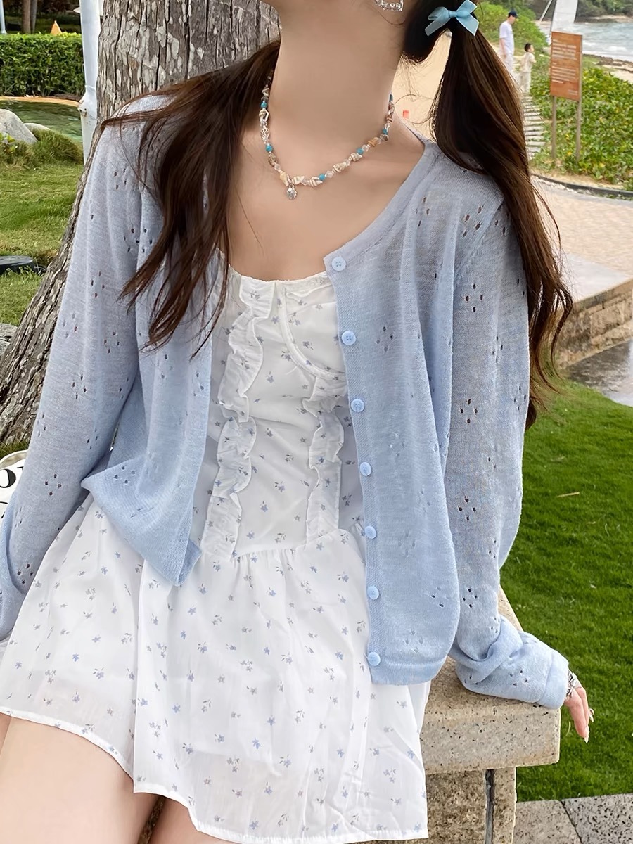 Summer Mint Green Thin Knitted - Cover Up Kaftan ulasan dan harga