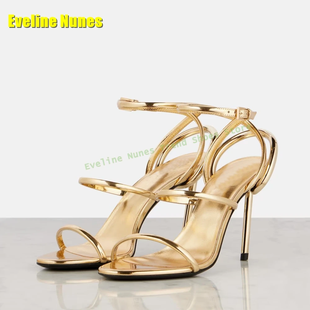 Golden Strappy Metallic Leathe - Sandal Strappy Heeled ulasan dan harga