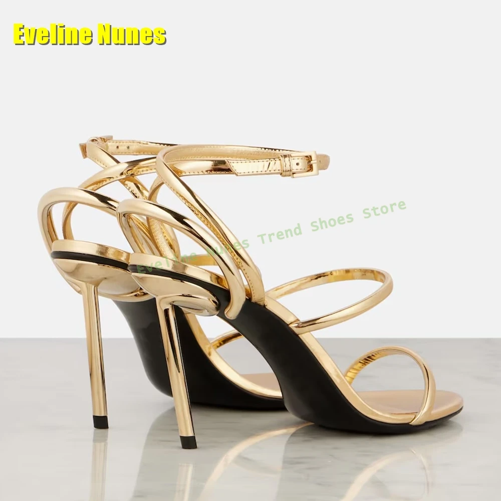 Golden Strappy Metallic Leathe - Sandal Strappy Heeled ulasan dan harga