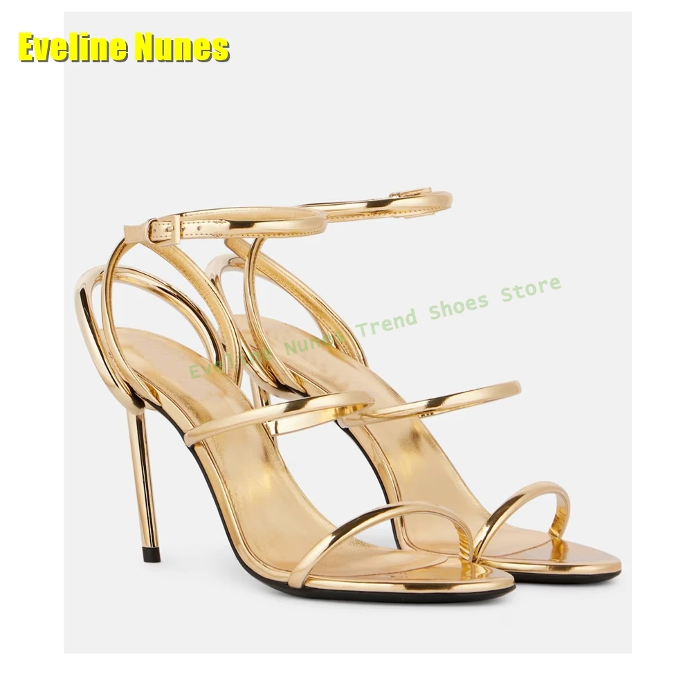 Golden Strappy Metallic Leathe - Sandal Strappy Heeled ulasan dan harga