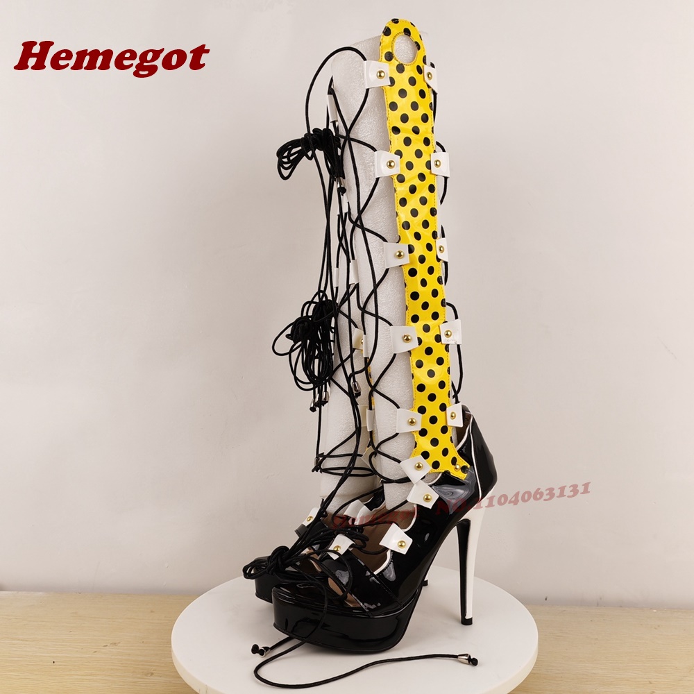 Colorful Platform Lace-Up Sand - Sandal Strappy Heeled ulasan dan harga