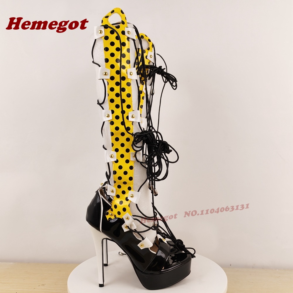 Colorful Platform Lace-Up Sand - Sandal Strappy Heeled ulasan dan harga