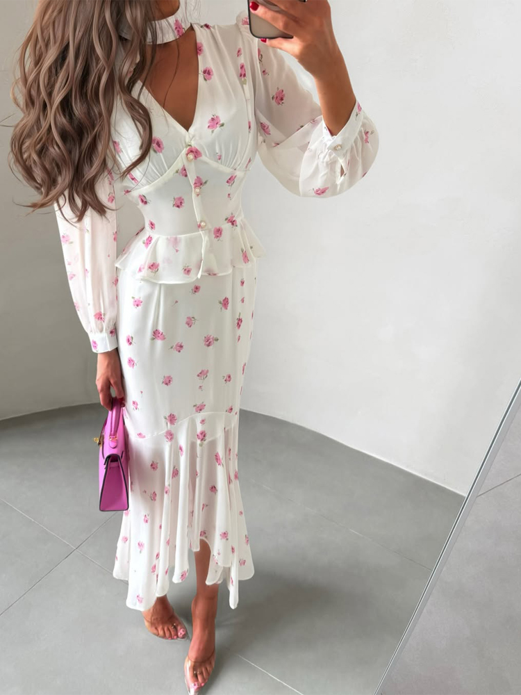 Women White Pink Floral Choker - Romper Floral Print ulasan dan harga