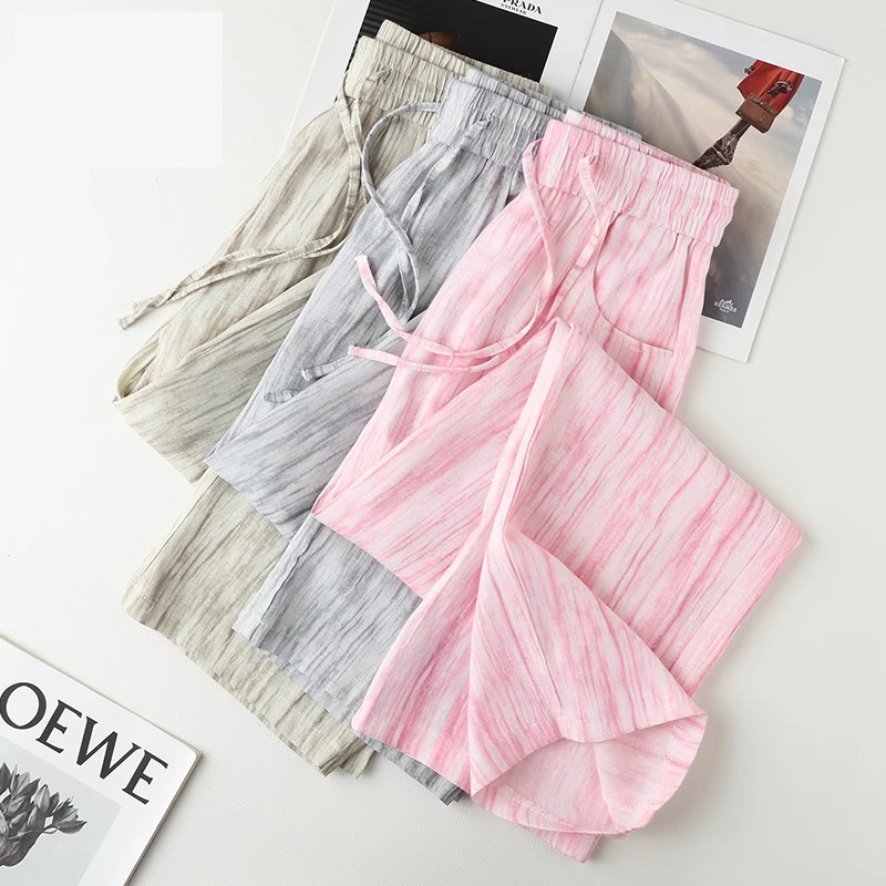 Tie-Dye Ice Silk Cotton Linen  - Linen Pant Wide ulasan dan harga
