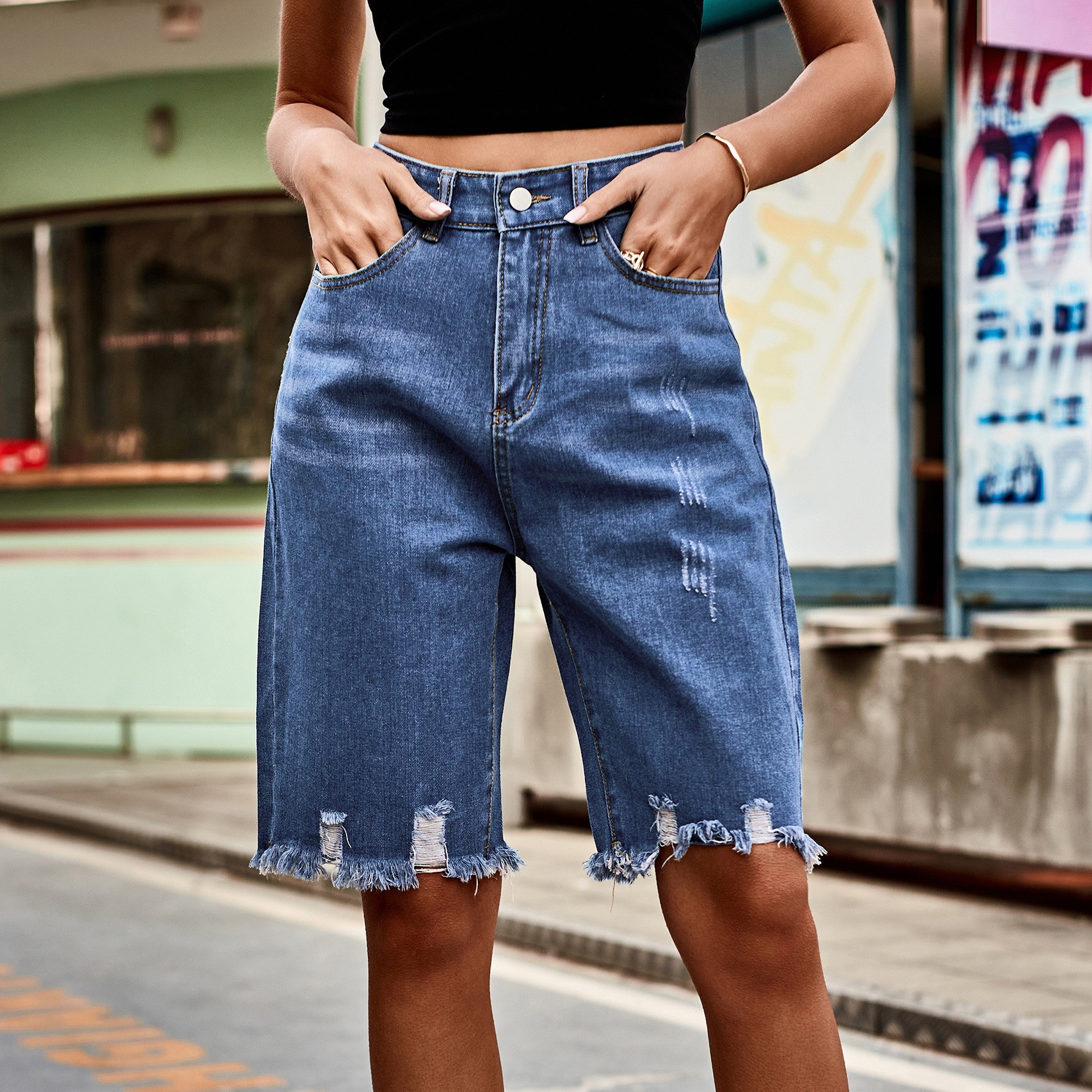 Summer Women's Clothing Distre - Shorts Denim Frayed ulasan dan harga