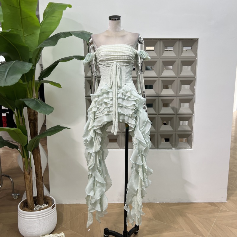 KBQ Solid Spliced Tassel Irreg - Maxi Dress Halter ulasan dan harga