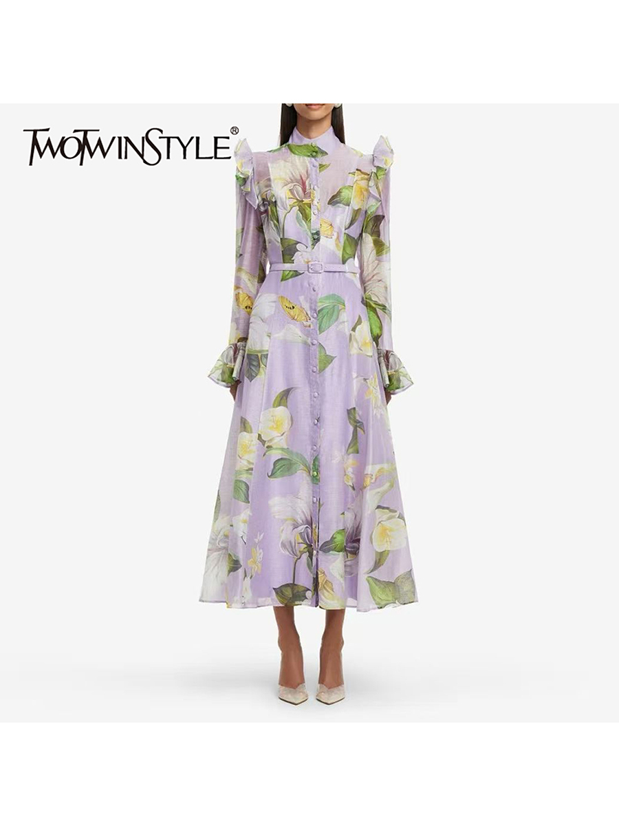 TWOTWINSTYLE Printing Spliced  - Linen Dress Wrap ulasan dan harga