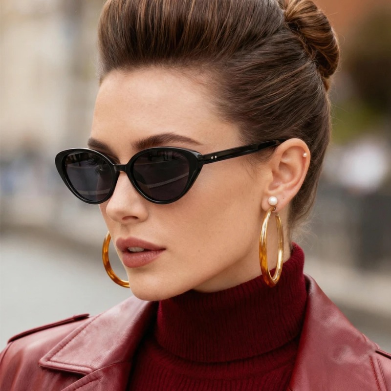 Rivets Brown Fashion Cat Eye S - Sunglasses Cat Eye ulasan dan harga