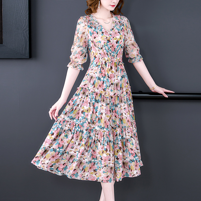 Summer Floral Natural Silk V-N - Midi Skirt Floral ulasan dan harga