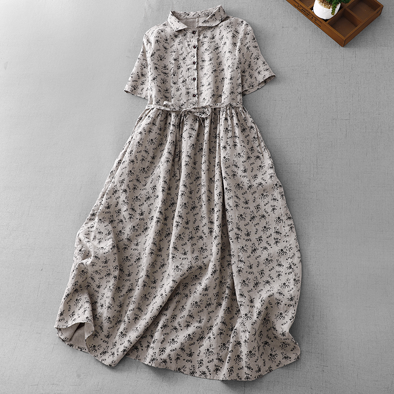 Summer Floral Cotton Linen Dr  - Midi Skirt Floral ulasan dan harga