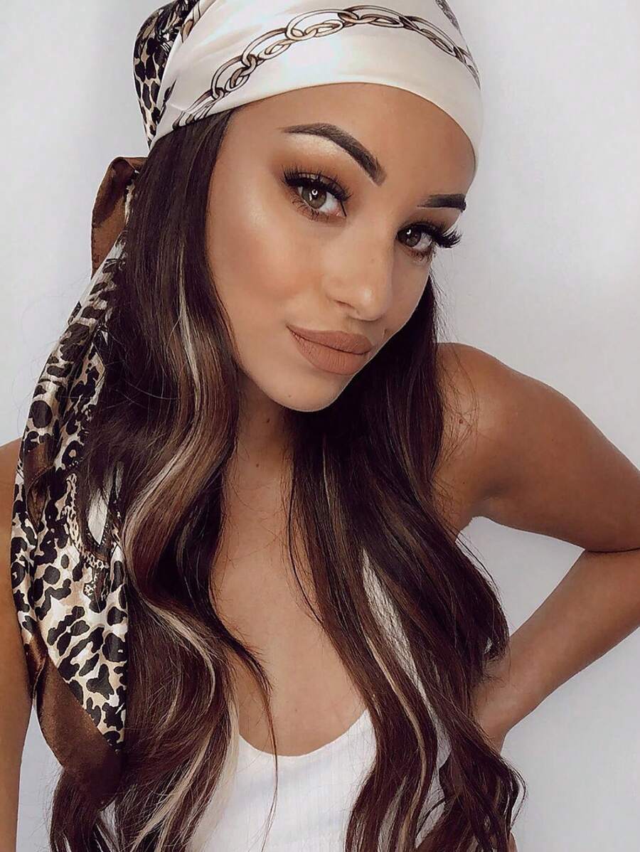 1pc Leopard Print Chain & Flor - Headband Summer Knit ulasan dan harga